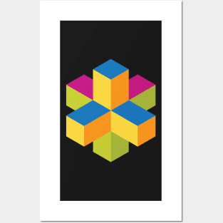 Isometric abstract color cubes Posters and Art